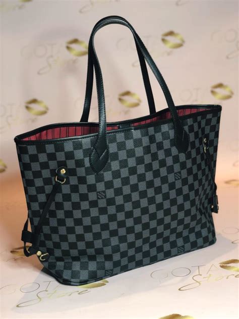 lv neverfull black damier|louis vuitton damier tote bag.